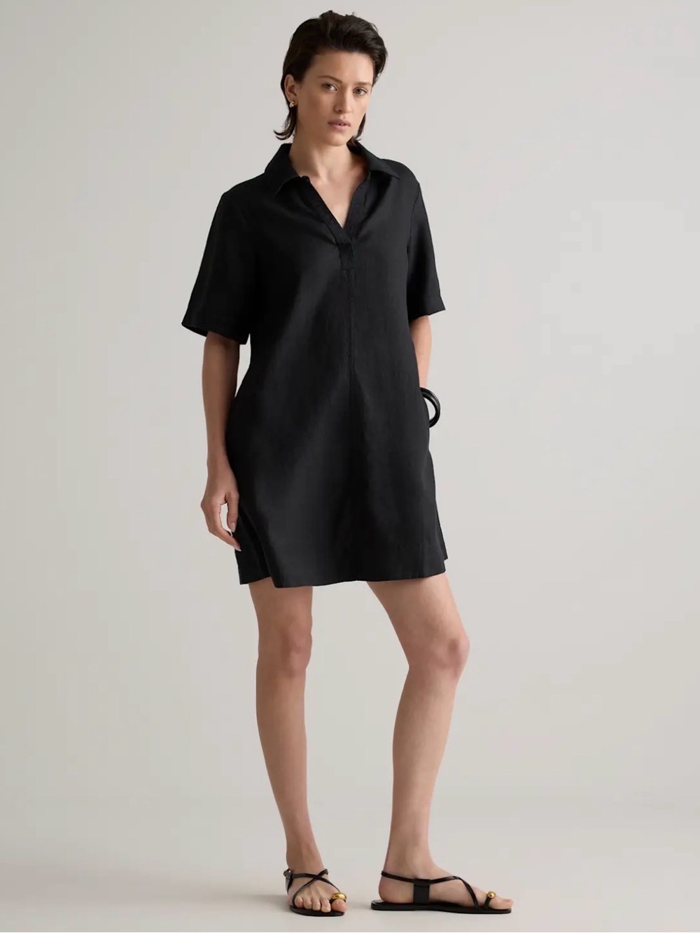 Quince 100% European Linen Popover Mini Dress